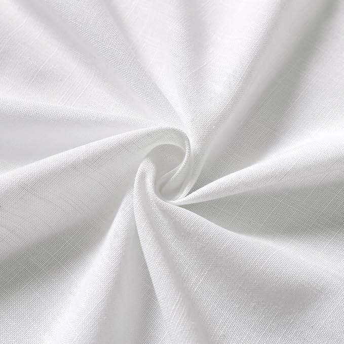 Nanspring White Semi Sheer Linen Curtains 72 inch Length for Living Room Back Tab Rod Pocket Modern Farmhouse Coastal Decor White Cotton Textured Gauze Curtains for Dining Room Office 38x72