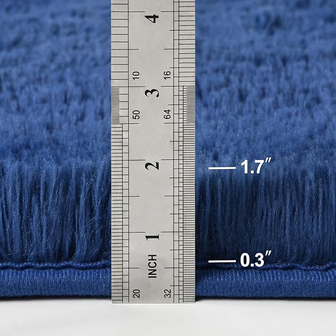 Deerhoo Large Shag Area Rugs 10 x 14, Plush Fuzzy Rugs for Living Room, Ultra Soft Fluffy Furry Rug for Bedroom, Anti-Skid Indoor Solid Carpet Nursery Rugs for Kids Room Home Decor, Navy Blue