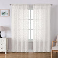 Lecloud Leia Ivory Sheer Curtains 72 Inches Long 2 Panels, Jacquard Texture Leaves Voile Curtain Balance Light & Privacy, Dual Rod Pockets Drapes for Living Room Bedroom Dining Room, 42" W x 72" L