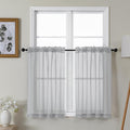 Gwine Light Grey Sheer Curtains for Living Room 45 inches Long, Short Voile Light Filtering Window Treatments Sheer Curtains for Bedroom, Half Window Drapes with Rod Pocket, Each 42" Wx45 L