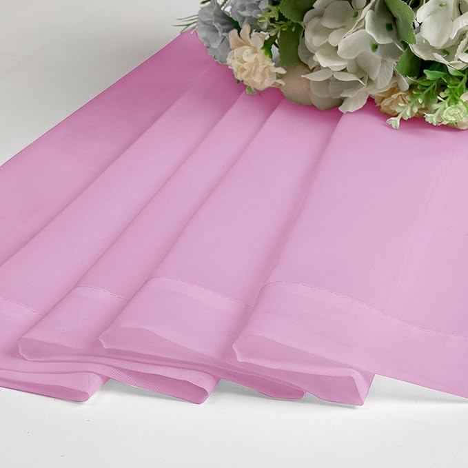 Lecloud Light Pink Sheer Curtains 45 Inch Length 2 Panels, Airy Voile Curtains for Windows, Farmhouse Light-Filtering Curtain for Bedroom Bathroom Kitchen, Each Panel 42 X 45 Inch