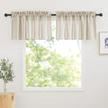 RYB HOME Sheer Valances Window Topper Curtains Linen Textured Sheer Curtains Short Drapes Small Window Decor for Bedroom Kitchen Cabinet, Angora, 52 inch Width x 18 inch Length, 2 Panels