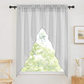 RYB HOME Half Window Swag Curtains, Linen Texture Wave Fabric Semi Sheer Valance for Light Filtering Country Curtains Privacy Room Decor, 36 x 63 inches Long, 2 Panels, Dove Grey