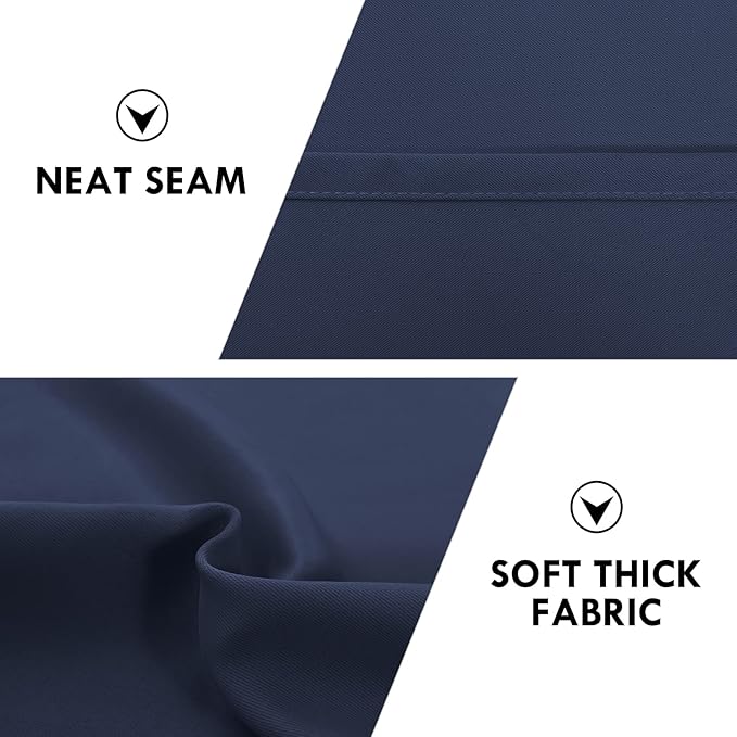 DWCN Blackout Curtains Room Darkening Thermal Insulated Bedroom Curtains Window Curtain Panels, 52 x 84 inches Long, Set of 2 Navy Rod Pocket Drapes