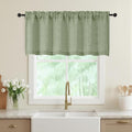 Sage Green Valances for Windows, Light Filtering Faux Linen Textured Small Short Window Curtain for Bathroom Basement Farmhouse, Rod Pocket Top Half Curtains for Windows, 60" Wx22 L
