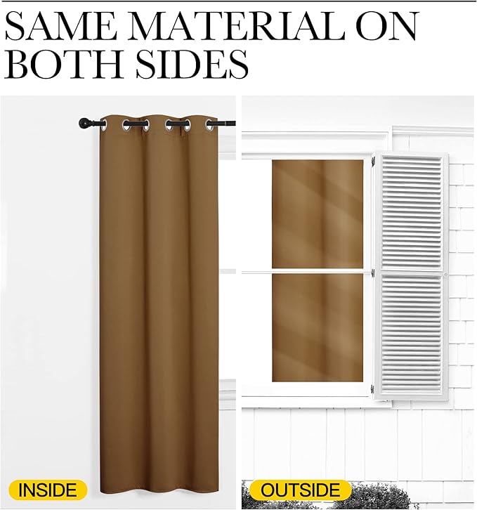 NICETOWN Sleek Blackout Curtains 63 inches Length for Small Windows, Noise Reducing and Block Draft Panels for Door Doorway Laundry Office Luxury Decor Theme (2 Panels, Gold Brown, W42 x L63 -Inch)