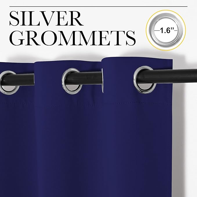 NICETOWN Blackout Draperies Curtains, All Season Thermal Insulated Solid Grommet Top Blackout Curtains/Drapes for Kid's Room (Royal Blue, 1 Pair, 34 x 63 inches)