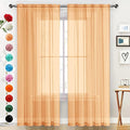SpaceDresser Basic Rod Pocket Sheer Voile Window Curtain Panels White 1 Pair 2 Panels 42 Width 84 Inch Long for Kitchen Bedroom Children Living Room Yard(Beige,42 W x 84 L)