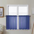 Gwine Royal Blue Sheer Curtain Tiers 24 Inch Length, Light Filtering Voile Short Curtain for Living Room Bedroom, Rod Pocket Cafe Curtains for Small Windows 42x24 Inch, 2PCS