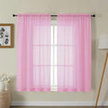 Gwine Sheer Curtains for Bedroom 54 inches Long - Light Filtering Voile Window Curtain Panels, Airy Transparent Rod Pocket Sheer Drapes for Living Room, Each 42Wx54L, 2 Panels, Pink