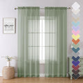 Lecloud Sage Green Sheer Curtains 84 Inches Long 2 Panels Set, Solid Voile Light Filtering Airy Window Treatments for Living Room, Elegant Bedroom Sheer Curtain Drapes, Sage Green, 40" W x 84" L