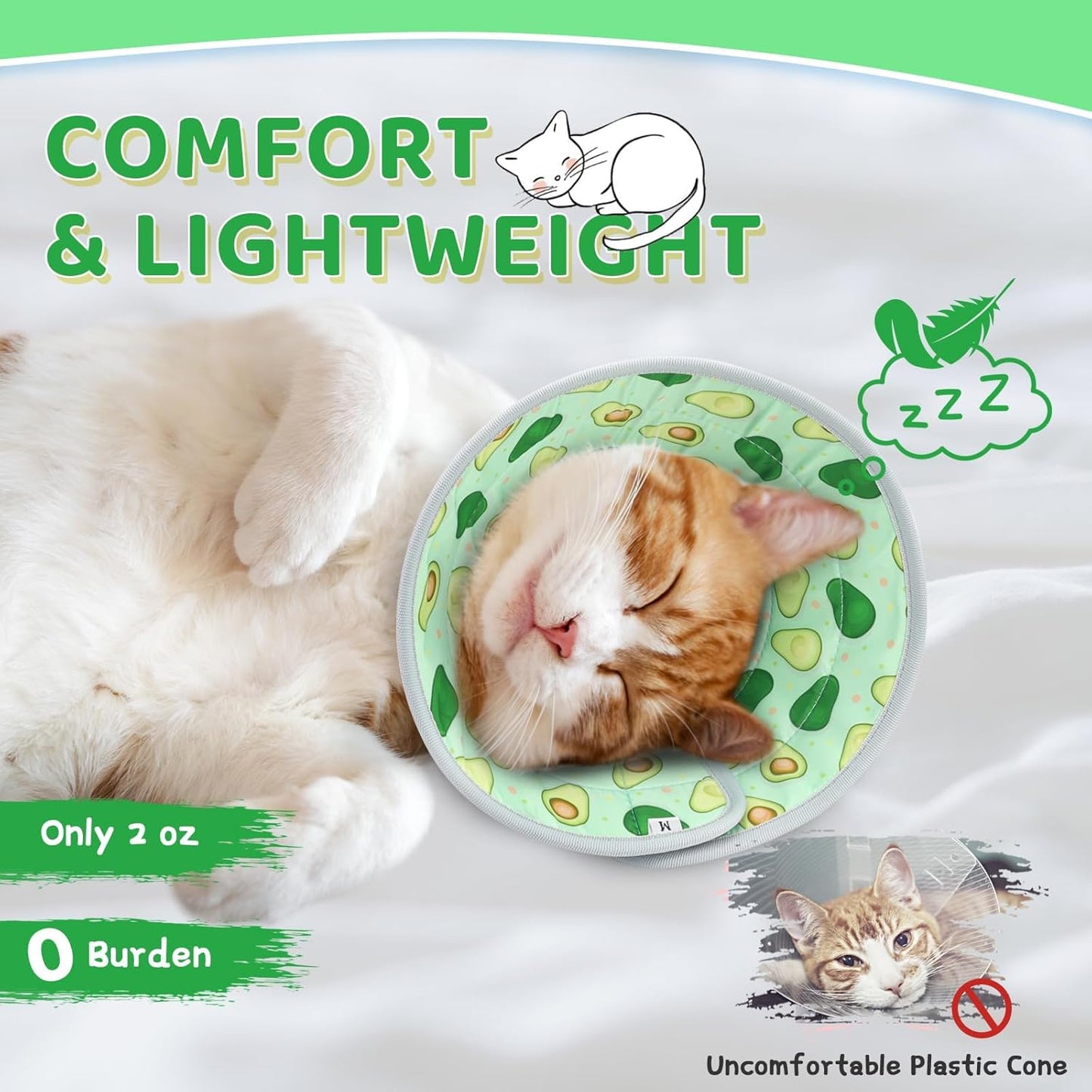 Cat Cone Collar Soft to Stop Licking, Adjustable, Foldable Lightweight Kitten Cones After Surgery Recovery for Cats & Kittens, Cat Cone Alternative (Light Green, S)