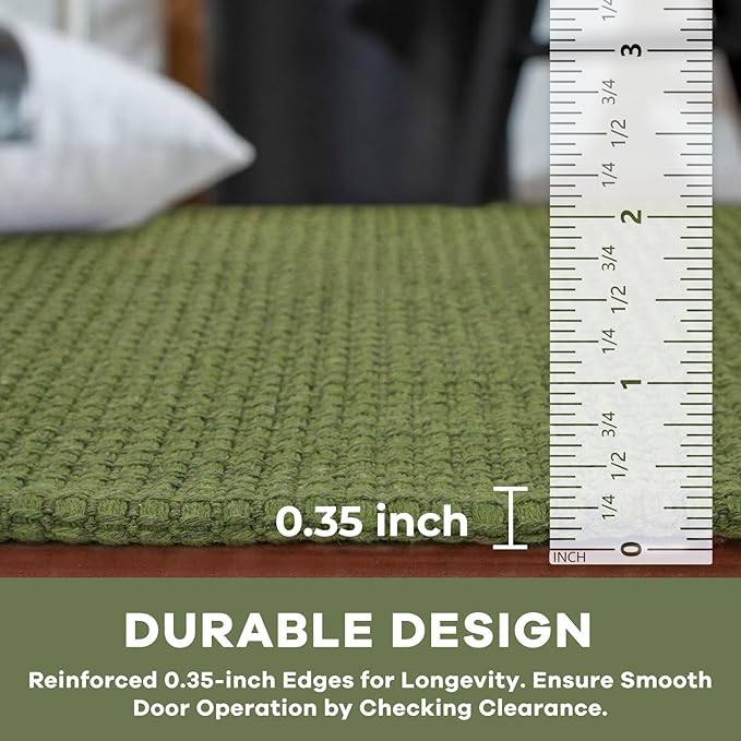 KOZYFLY Runners for Hallways 2x10 ft Washable Kitchen Runner Non Slip Rubber Backed Hallway Rugs Cotton Entryway Runner Rug Floor Carpet for Indoor Hall, Backdoor, Kitchen, Bright Green/Earthy Green