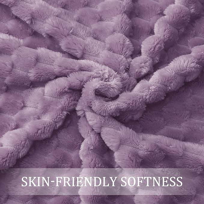 Exclusivo Mezcla Fleece Twin Blanket for Bed, Extra Large Fuzzy Grayish Purple Bed Blankets, Soft Cozy Plush Sofa Throws for All Seasons, 60x80 Inches