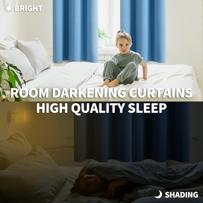 BGment Room Darkening Curtains 84 Inches Long - Grommet Thermal Insulated Drapes Window Treatment Curtains for Bedroom, 2 Panels, 42 x 84 Inch, Sky Blue