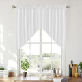 RYB HOME 2 Panels Valance for Windows Thick Faux Linen Blended Light Filtering Privacy Protect Short Swag Topper for Kitchen Bathroom Cabinet, Rod Pocket, White, W 36 x L 36 inch