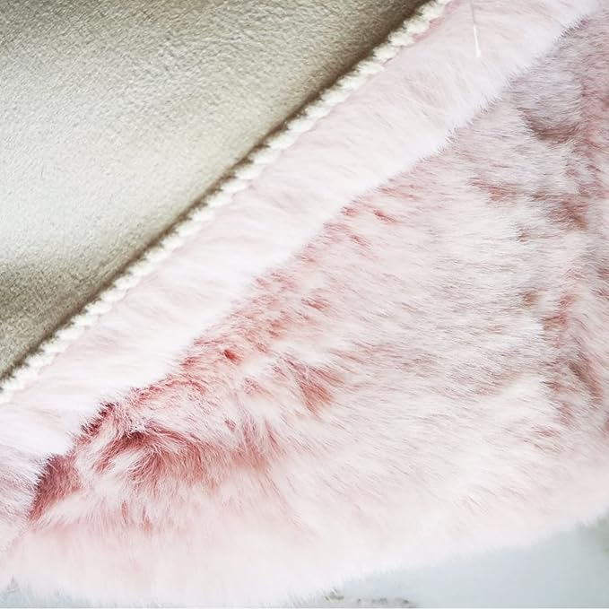 Ghouse Ultra Soft Faux Rabbit Fur Rug 5x7, Machine Washable Area Rugs for Bedroom Fluffy Rugs for Living Room, no-Shedding Carpet Sheepskin Rug Pink