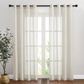 NICETOWN Natural Linen Curtains for Doorway 80 inch Length, Grommet Privacy Semi Sheer Linen Burlap Window Treatments with Light Filtering for Home Office/Living Room, W52 x L80, 2 Panels