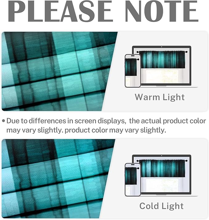 Emvency 2 Pack Valances Window Treatments, Teal Striped Abstract Glass Texture Blackout Drapes Adjustable Curtain for Windows Living Room Kitchen Over Sink, 52x18 Inch Rod Pocket Valances