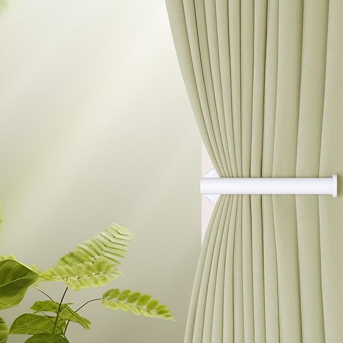 Groleca 2 Pack Adhesive Curtain Holdbacks - No Drill Curtain Tie Backs & Hooks (White)