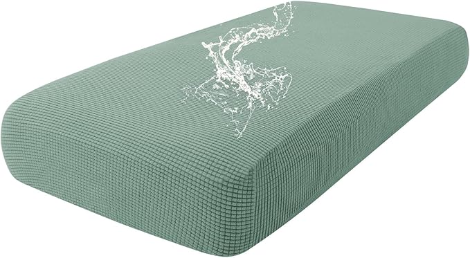 hyha Waterproof Couch Cushion Covers for Pets, Non Slip Sofa Seat Cover for Dogs Washable, Soft Thick Stretch Jacquard Fabric, Sofa Slipcovers with Elastic Bottom (1 Piece for Medium, Green)