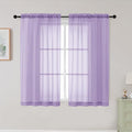 Lavender Sheer Curtains for Bedroom Living Room 45 Inch Length 2 Panels, Soft Airy Light Filtering Small Kitchen Window Curtains, Rod Pocket Short Curtain Drapes, Lavender, 42"Wx45"L Inches