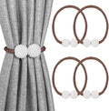 Melaluxe 4 Pack Magnetic Curtain Tiebacks, Decorative Curtain Holdbacks for Window Décor (Coffee)