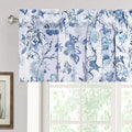 H.VERSAILTEX Blackout Curtain Valances for Kitchen Window/Living Room/Bathroom Privacy Added Rod Pocket Home Decoration Winow Valance, 52" W x 18" L, Flroal in Blue and White