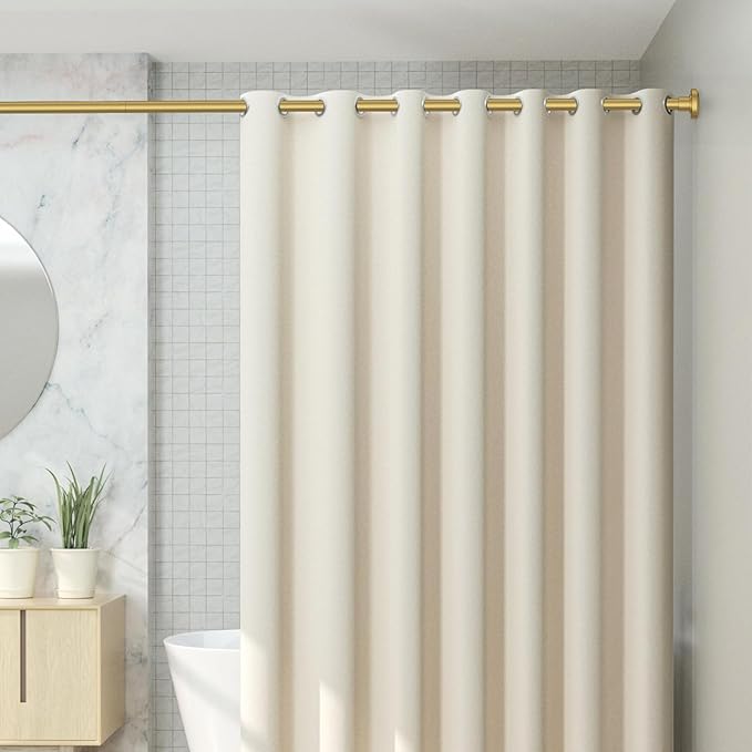CorkLatta Gold Shower Curtain Rod 31 to 104 Inch,1 Inch Diameter Adjustable Spring Tension Curtain Rod No Drilling Stainless Steel Telescoping Rod,No Rust