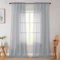 Light Grey Sheer Curtains for Bedroom Living Room 96 Inches Long 2 Panels, Modern Airy Soft Lightweight Rod Pocket Light Filtering Sheer Curtains Drapes, Light Grey, Each 42" Wx96 L Inch