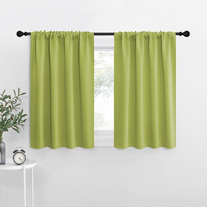 NICETOWN Blackout Curtains for RV Windows, Fresh Green, 29" by 20", 2 Panels, Room Darkening Window Curtain Panels, Easy-Care Solid Thermal Insulated Draperies/Drapes for Daughter Room