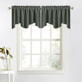 NICETOWN Small Valances for Living Room, Bathroom Window Topper Kitchen Valances for Small Windows, Scalloped Short Window Tiers for Christmas (52x18 Inch, Dark Mallard, 2 Panels)