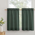 RYB HOME Cafe Curtains 24 inches Length, Linen Sheer Short Curtains for Small Window, Half Privacy Light Filetring Window Tier Valance for Kitchen Bathroom, W 26 x L 24, Olive Green, 2 Panels Set