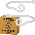 RTZEN Decorative Metal Curtain Tiebacks - Farmhouse Wrought Iron Curtain Holdbacks - Drapery Holders for Wall - Unique Metal Tie Backs for Curtains - 2 Pcs (White Classic)