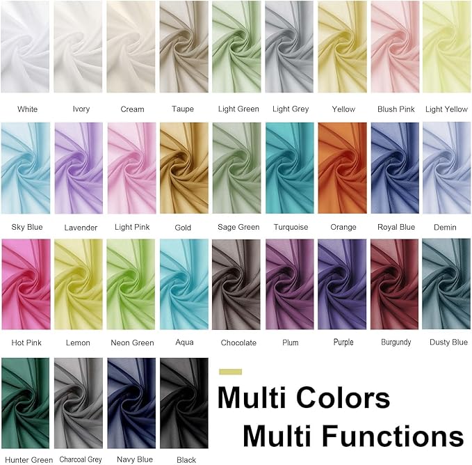 OWENIE Sheer Curtains, Black Sheer Curtains 50 Inch Length 2 Panels Set, Rod Pocket Voile Fimly Sheer Drapes for Living Room Bedroom, 2pcs, Black, Each 42" W x 50" L