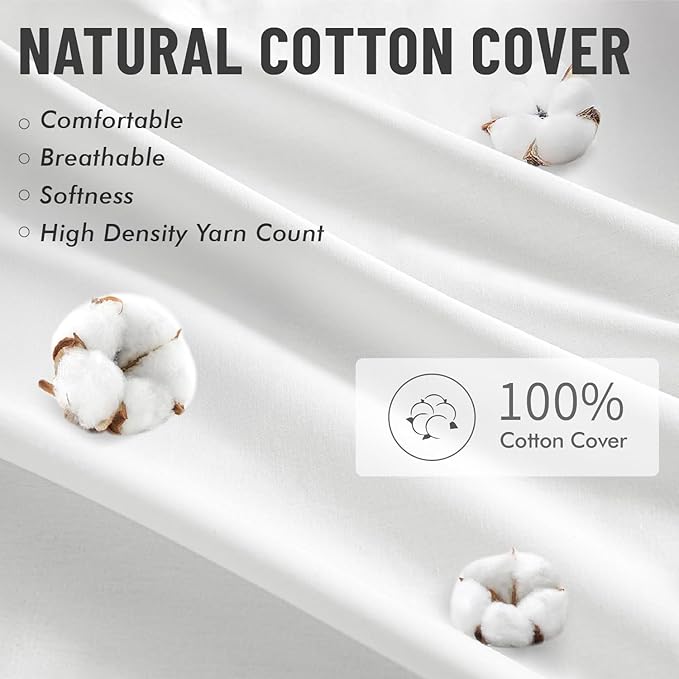 MIULEE 12x20 Pillow Inserts with Cotton Cover,Set of 4 100% Virgin Microfiber Throw Pillows for Couch Sofa and Bed