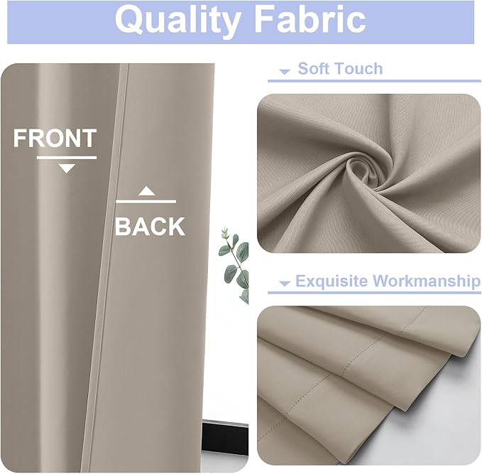 Simplebrand Ava Stone Blackout Curtains for Bedroom, 72 Inch Length, 2 Panels Set, Privacy Thermal Insulated Rod Pocket Curtains for Patio, French Door, W40 x L72 Inch