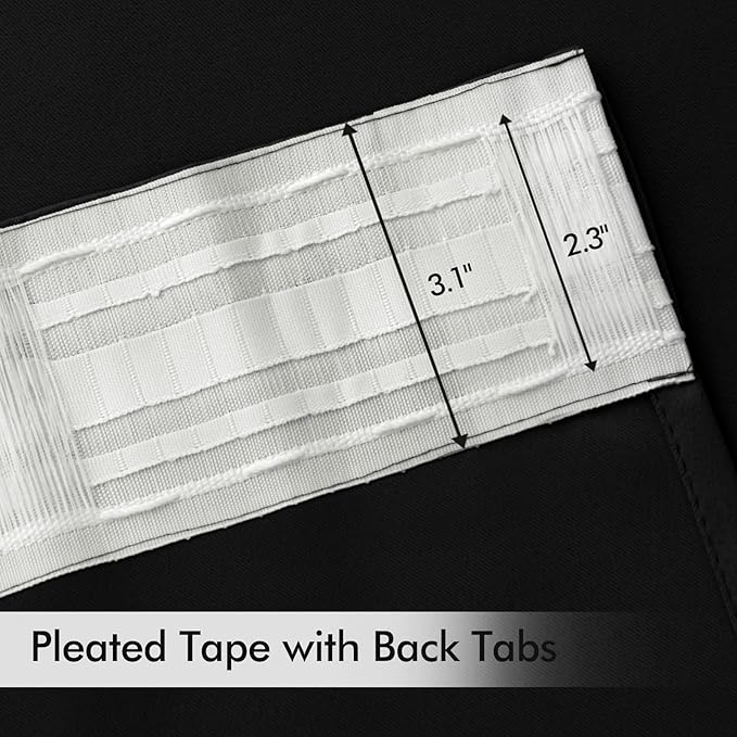MIULEE Black Back Tab Blackout Curtains 72 Inches Long 2 Panels Set for Living Room Bedroom Privacy, Halloween Rod Pocket/Pinch Pleat Thermal Insulated Room Darkening Pleated Light Blocking Drapes