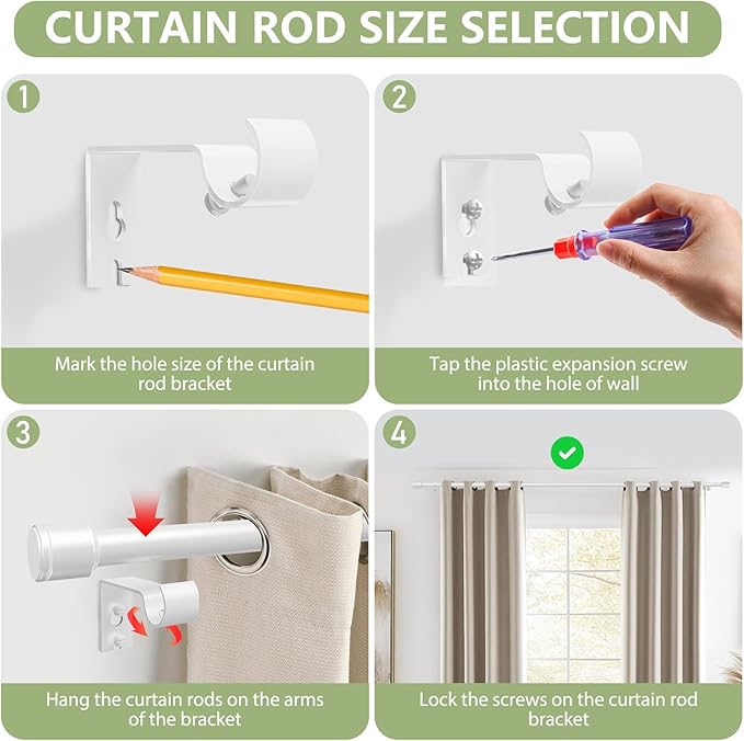 5/8” Diameter Curtain Rods 30-45 Inch, for 30-39 Inch Windows, Adjustable Splicing White Curtain Rods for Windows with Brackets, Window Rod Long Small Curtains Rod, 2 Pack