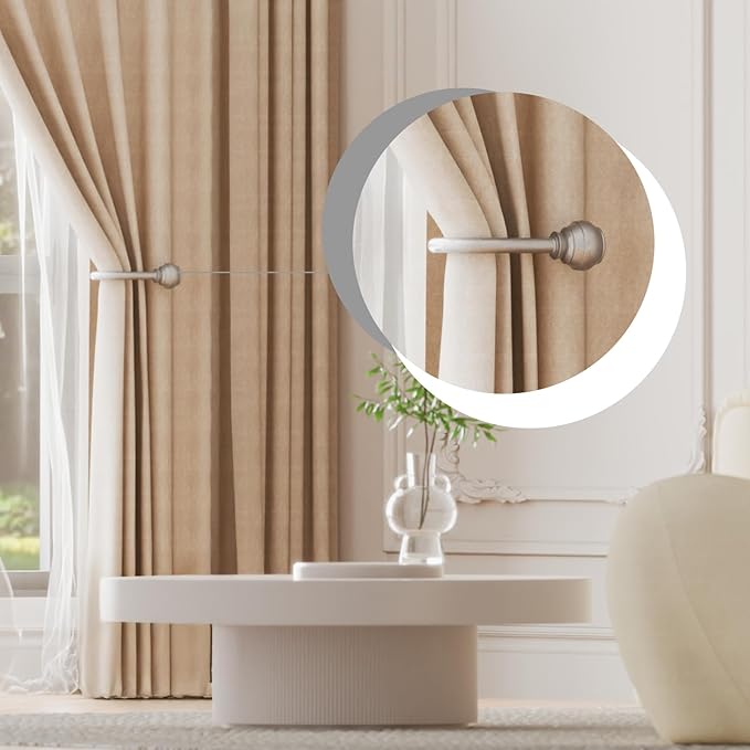 Hion Curtain Holdbacks Silver 4pcs, Curtain Tiebacks Wall Mounted Curtain Hooks Holders for Drapes