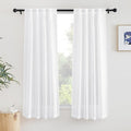 NICETOWN White Bedroom Curtains 63 inches Long, Rod Pocket & Back Tab Faux Linen Semi Sheer Window Treatments Privacy with Light Filtering for Living Room/Kids Room, W34 x L63, 2 Panels
