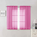 Lecloud Hot Pink Sheer Curtains 54 Inch Length 2 Pcs, Solid Color Voile Modern Farmhouse Decor Bedroom Curtains for Living Room, Rod Pockets Airy Window Treatment Drapes, Each Panel 42" W x 54" L