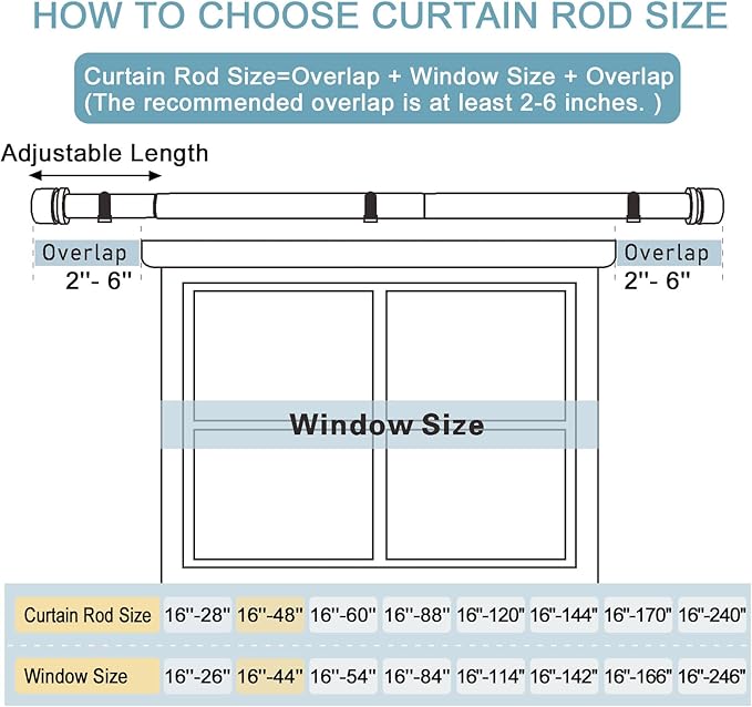 Byondeth Curtain Rods for Windows 16 to 48 or 60 Inches Max Adjustable Length 1 Inch Diameter Window Curtain Rod with Aluminium Finials, Flash Gold