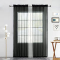 youleyar Solid Sheer Rod Pocket Curtain Voile Draperies 2 Panels White Beige Black Grey Coffee 52 Inch Width 84 Inch Long 1 Pair for Kitchen Bedroom Children Living Room Yard(Black,52Wｘ84L)