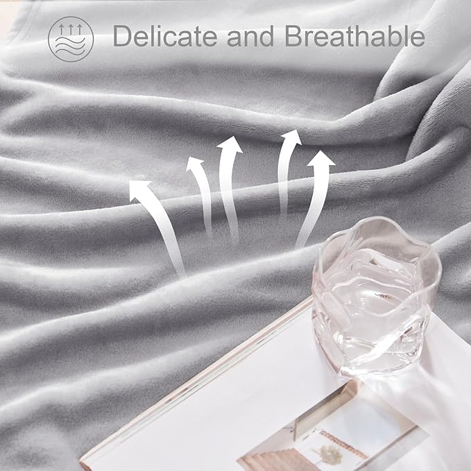 Exclusivo Mezcla Fleece Blanket Twin Size for Bed, Super Soft and Warm, All Season, Cozy, Plush, Lightweight, 60x80 Inches Light Grey