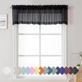 Lecloud Black Sheer Valance for Windows 14 Inch Length 2 Pieces, Light Reducing Voile Short Curtains for Living Room Bedroom, Dual Rod Pocket Window Small Valances for Kitchen Bathroom, 40" W x 14" L