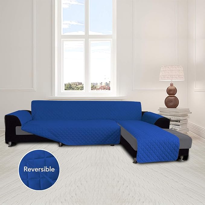 Easy-Going Sofa Slipcover L Shape Sofa Cover Sectional Couch Cover Furniture Protector Mat for Pets Dog Cat (Small, ClassicBlue/ClassicBlue)