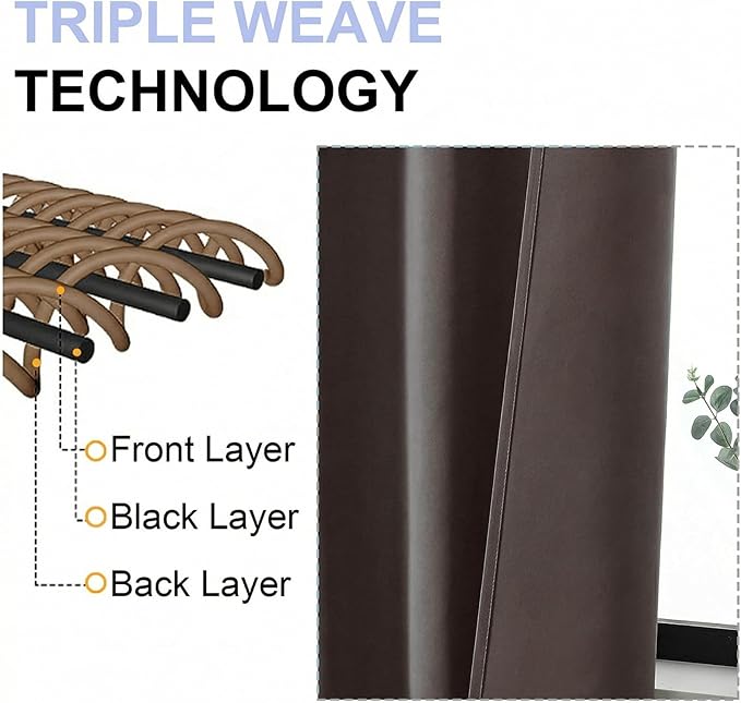 Simplebrand Ava Chocolate Short 36 Inches Blackout Curtain 2 Panels Set, Half Window Rod Pocket Privacy Curtain Tiers for Kitchen, Curtains Blackout for Bathroom Shades, W40 x L36 Inch, Chocolate