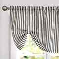 jinchan Tie Up Linen Textured Striped Tie Curtain for Kitchen Bathroom Rod Pocket Pinstripe Valance Window Treatments Ticking Stripe Pull Cord 1 Panel 18 Inch Charcoal Grey on Linen