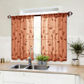 HOMEIDEAS Fall Burnt Orange Sheer Kitchen Curtains 30 X 36 Inch Length 2 Panels Embroidered Leaf Pattern Short Curtains for Small Window Valance Tiers